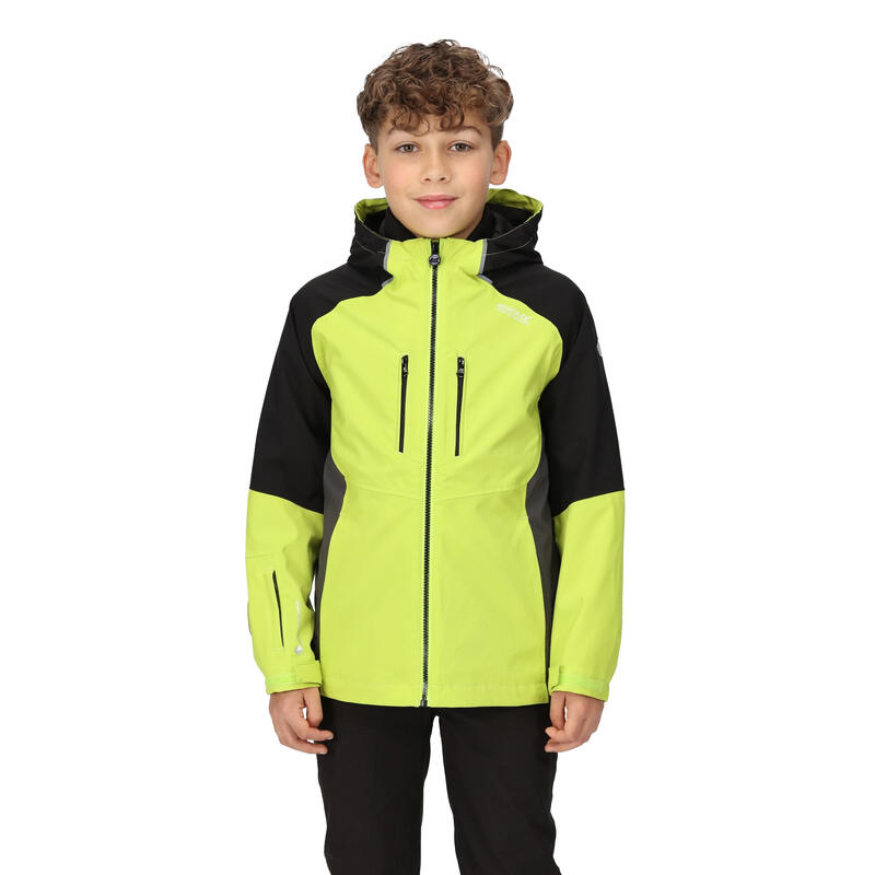 Chaqueta Impermeable Hydrate VII para Niños/Niñas Kiwi Llamativo, Negro