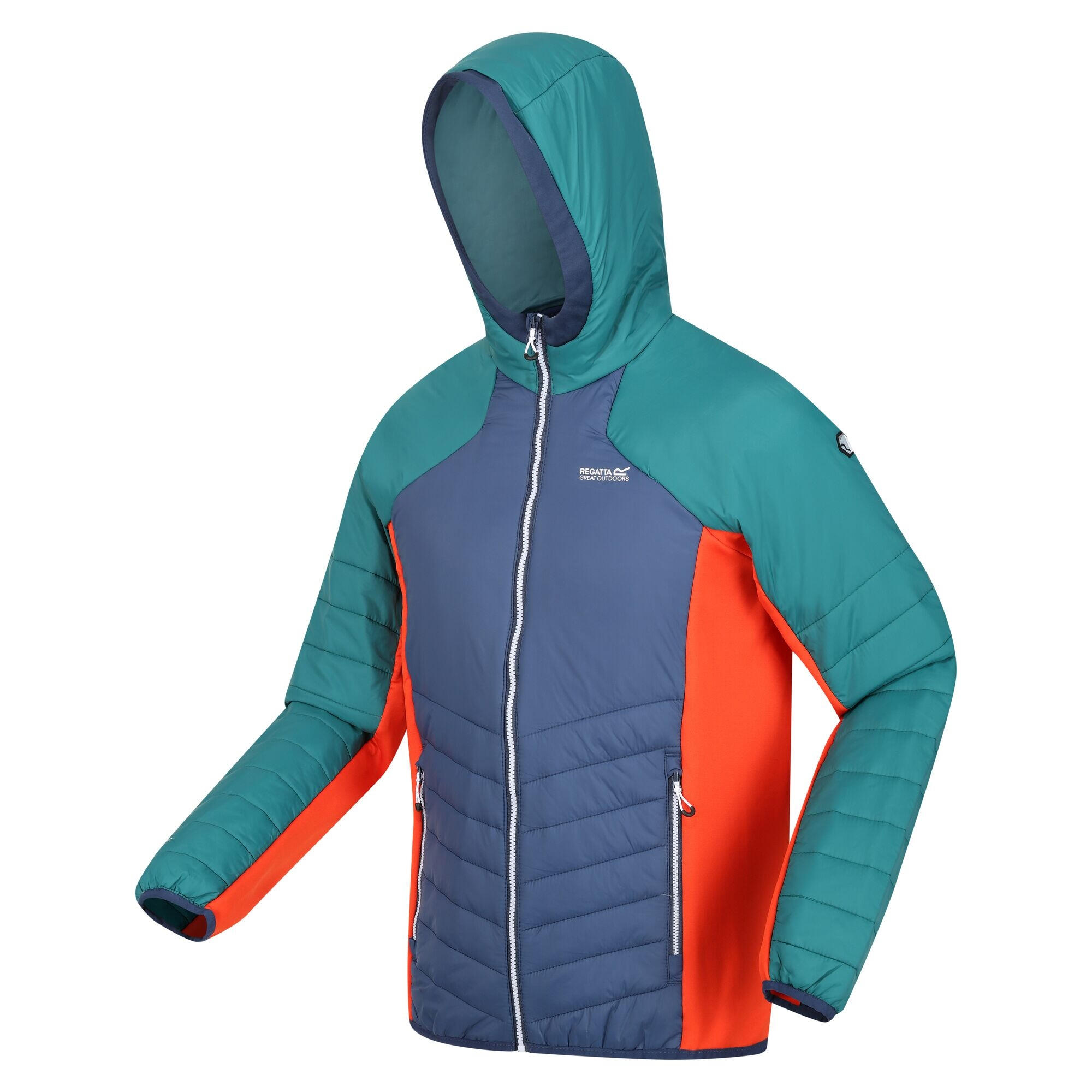 Mens Trutton Hooded Soft Shell Jacket (Admiral Blue/Pacific Green) 3/5