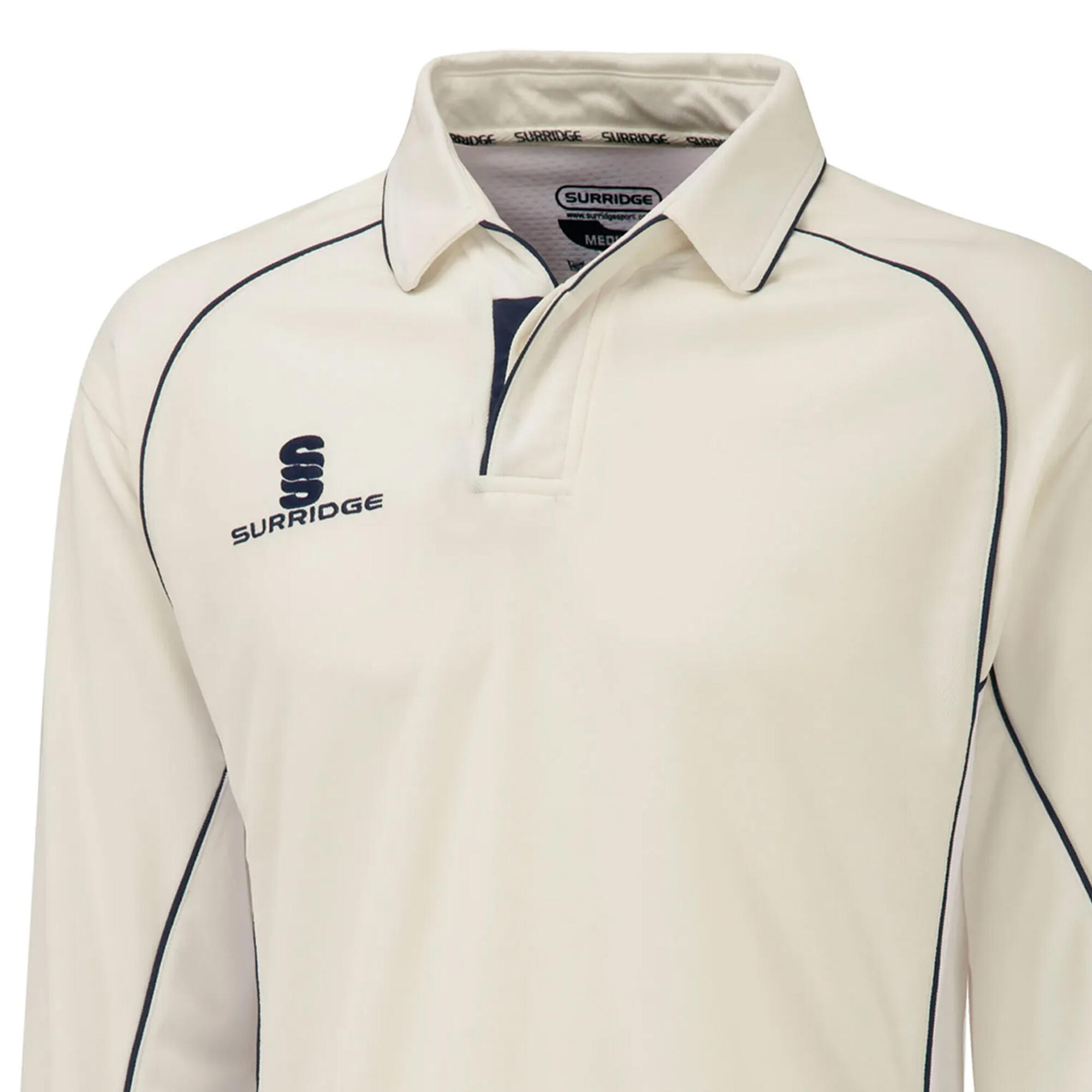 Mens/Youth Premier Sports Long Sleeve Polo Shirt (Cream/Navy) 3/3