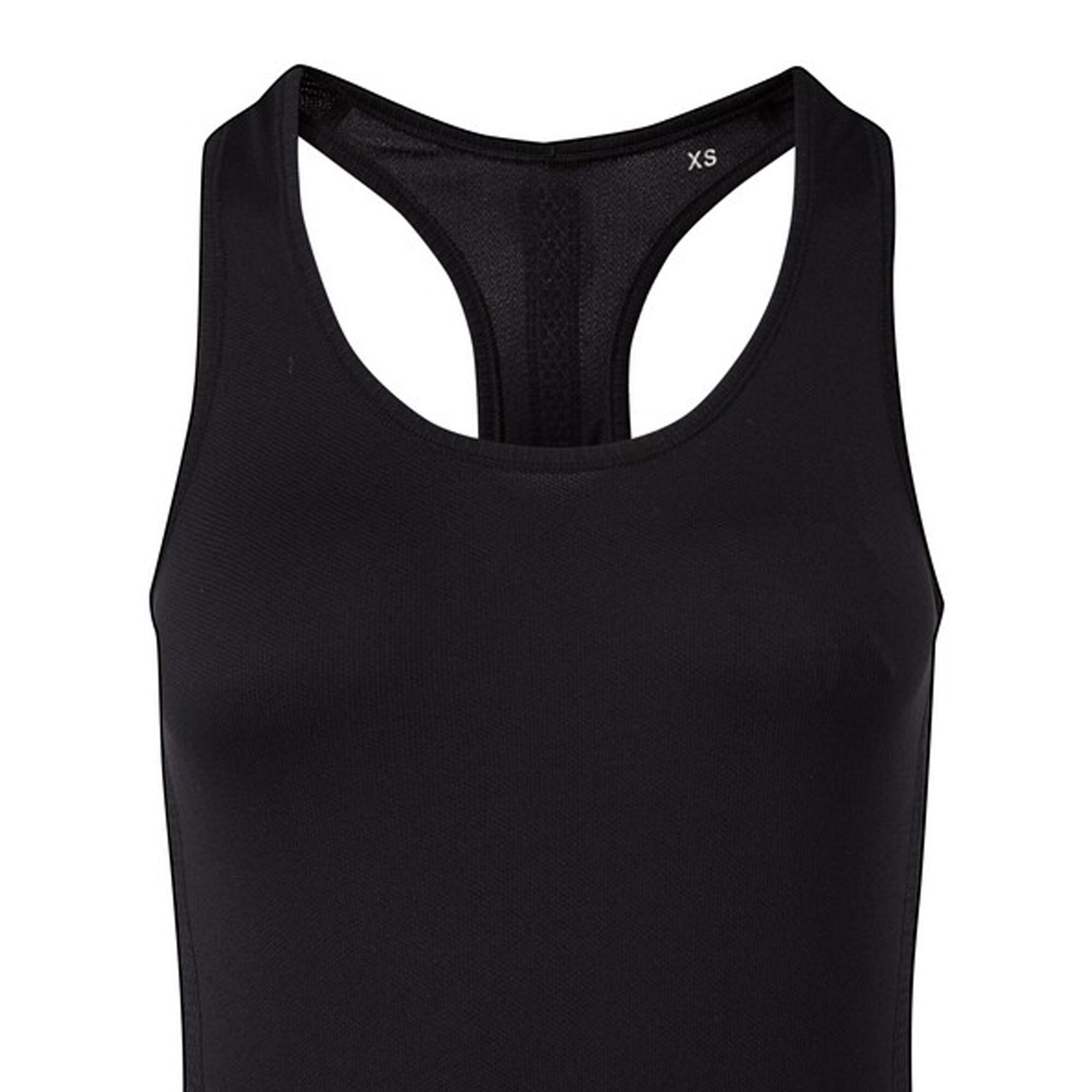 Womens/Ladies Seamless 3D Fit Multi Sport Sculpt Vest (Full Black) 3/3