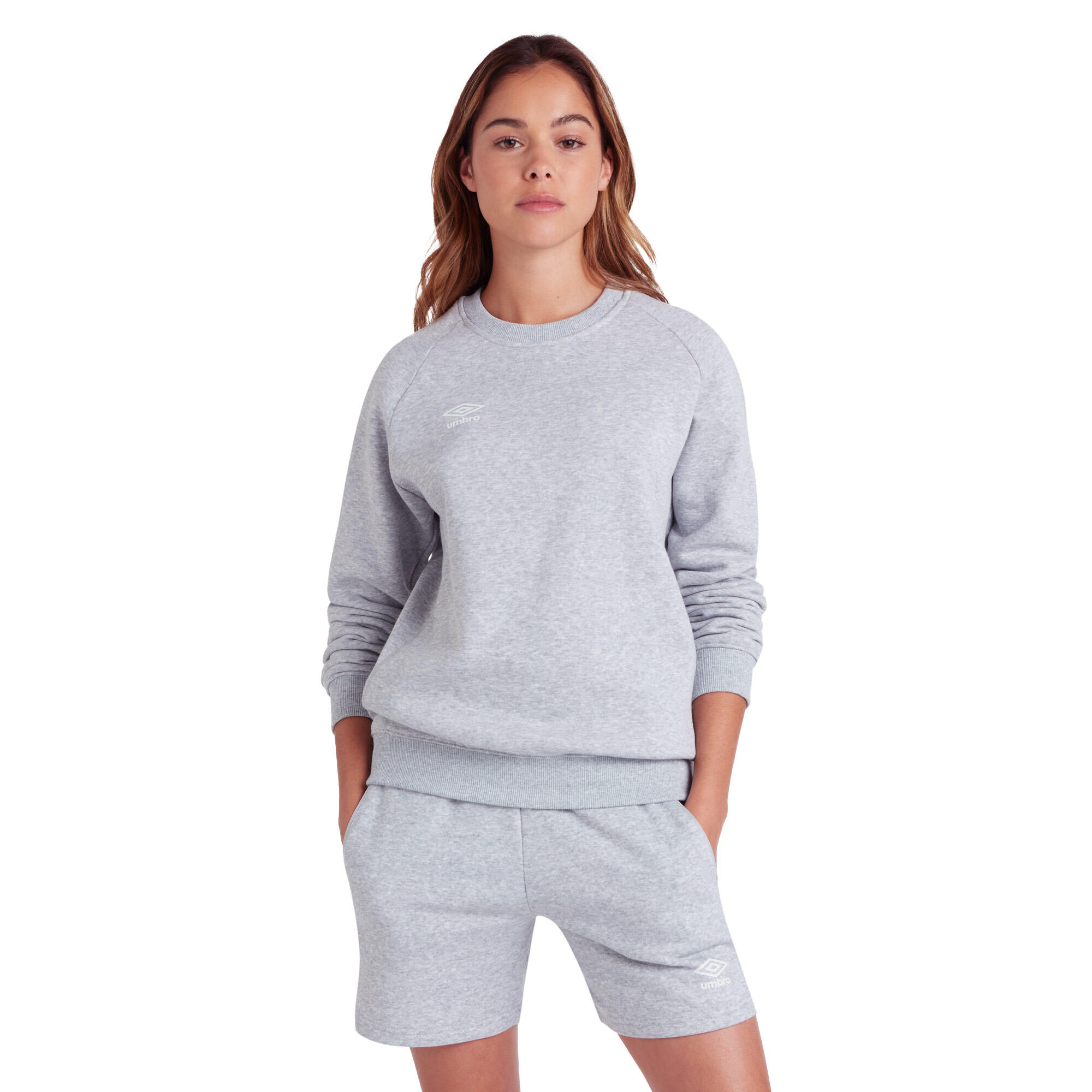 Womens/Ladies Club Leisure Sweatshirt (Grey Marl/White) 3/3