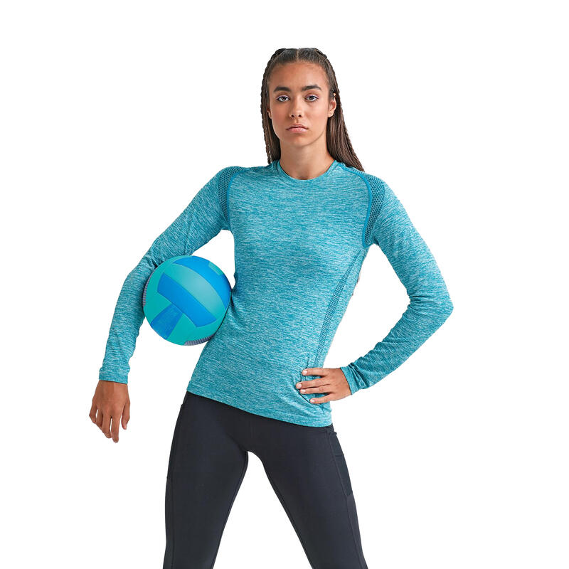 Seamless 3D Fit Multi Sport Performance Zip Top Damen Türkis