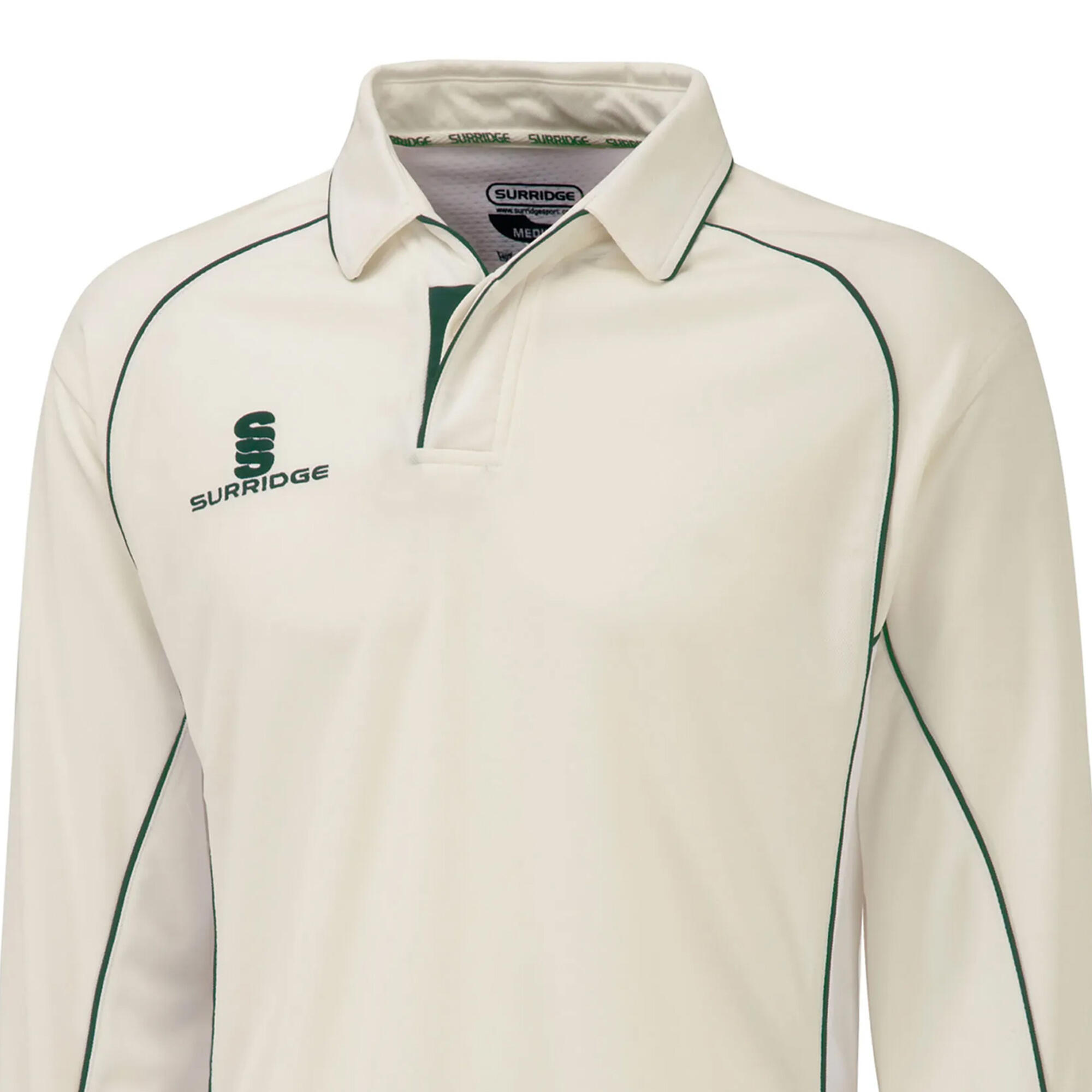Mens/Youth Premier Sports Long Sleeve Polo Shirt (Cream/Green) 3/3