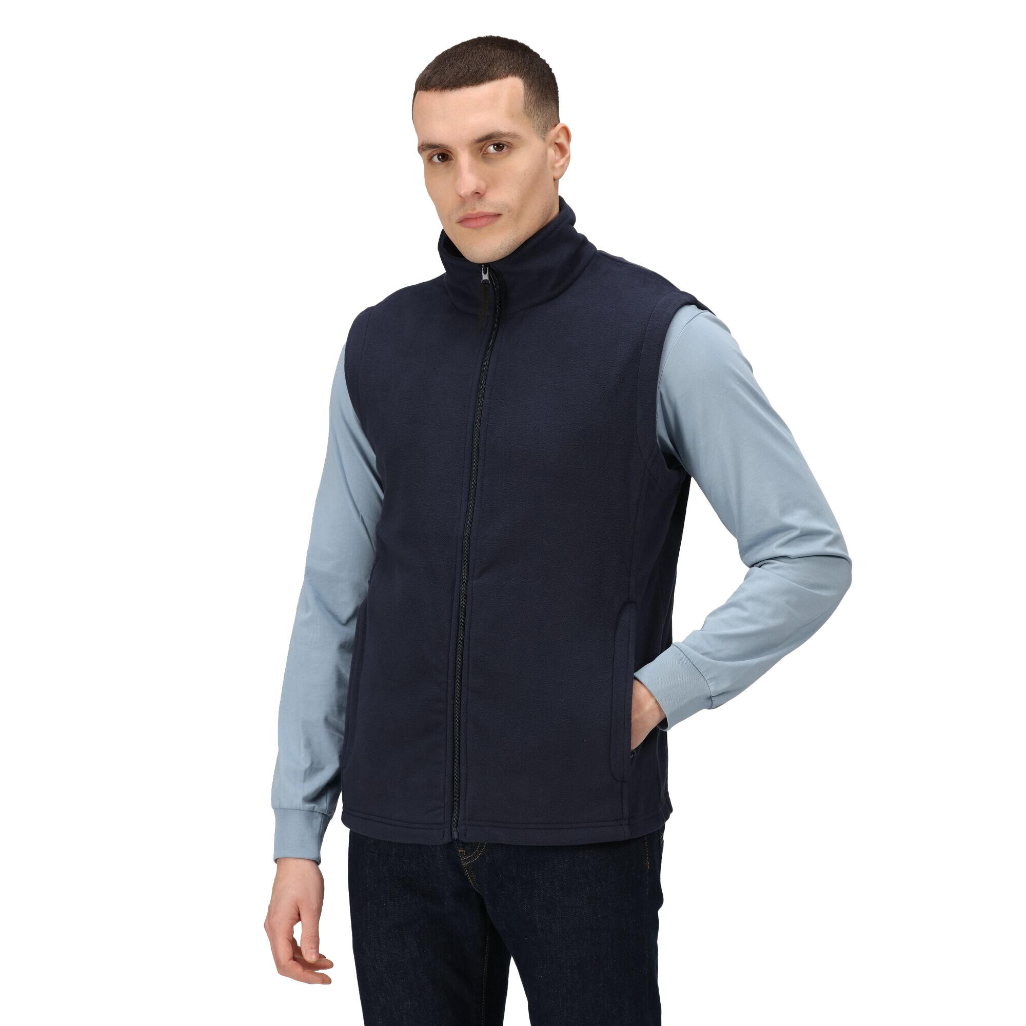 Mens 210 Microfleece Bodywarmer / Gilet (Dark Navy) 3/4