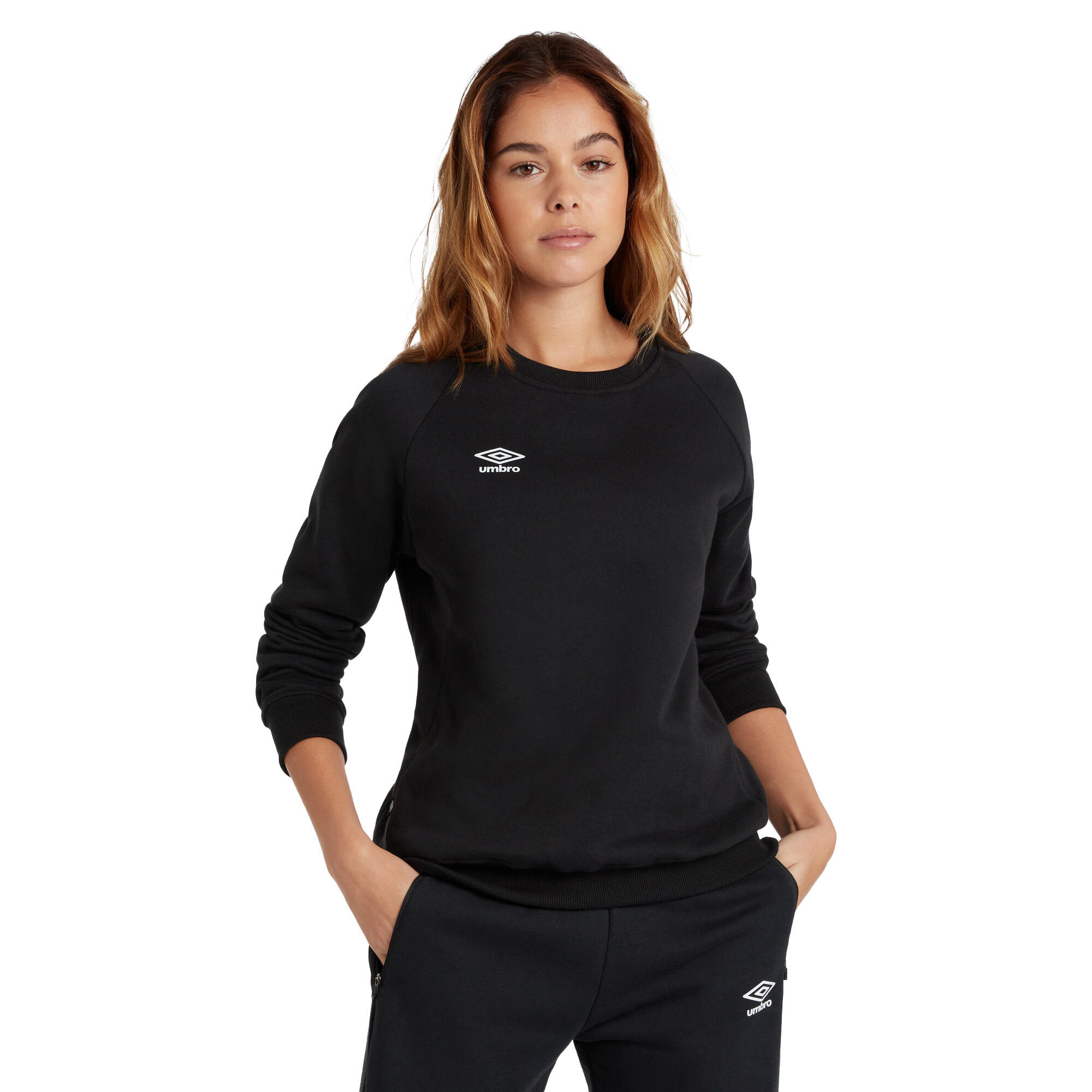 Womens/Ladies Club Leisure Sweatshirt (Black/White) 4/4