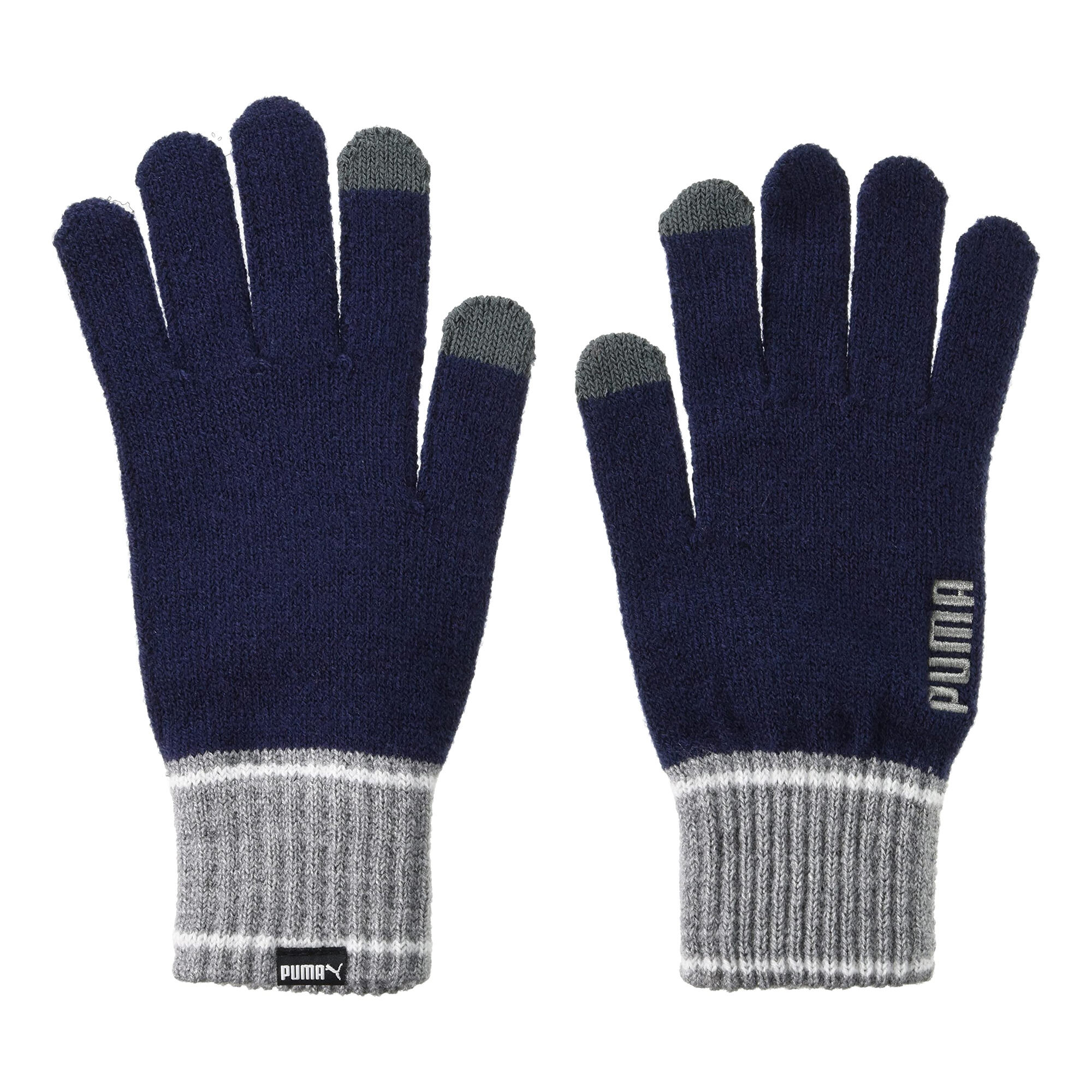PUMA Unisex Adult Knitted Winter Gloves (Peacoat/Grey Heather)