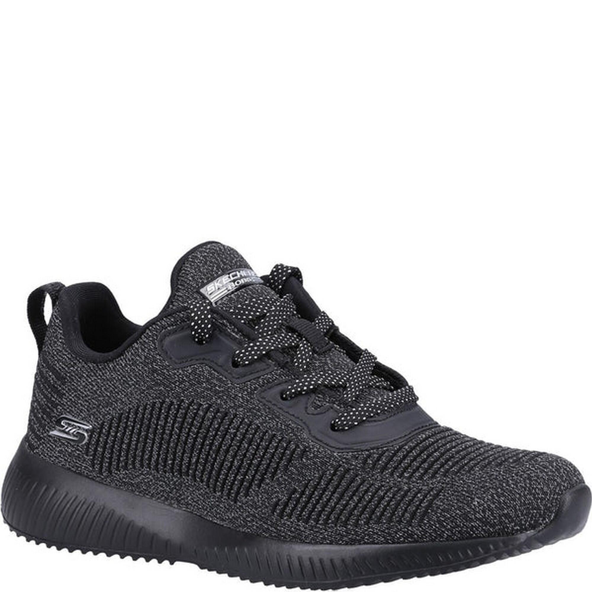 SKECHERS Womens/Ladies Bobs Squad Ghost Star Trainers (Black)