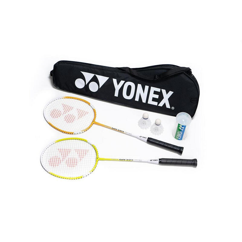 Badminton Set "2 Player" 5erPack Damen und Herren Schwarz/Weiß/Gelb