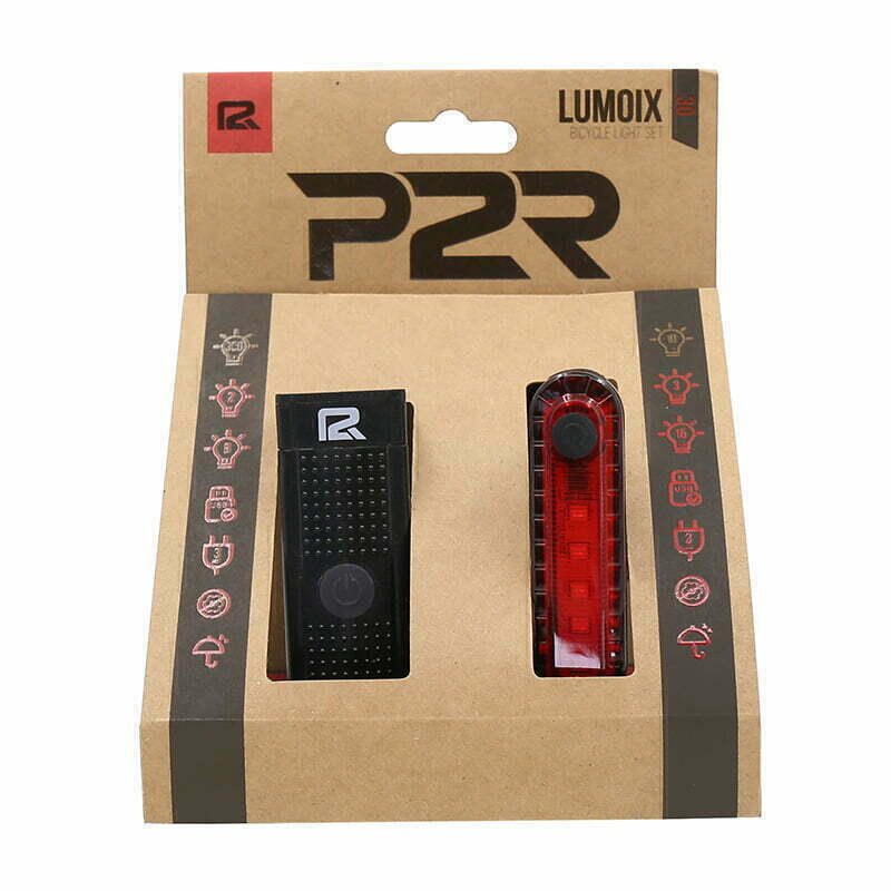 Set lumini P2R Lumoix 30 (față 350 lm, spate 10 lm, micro-USB).