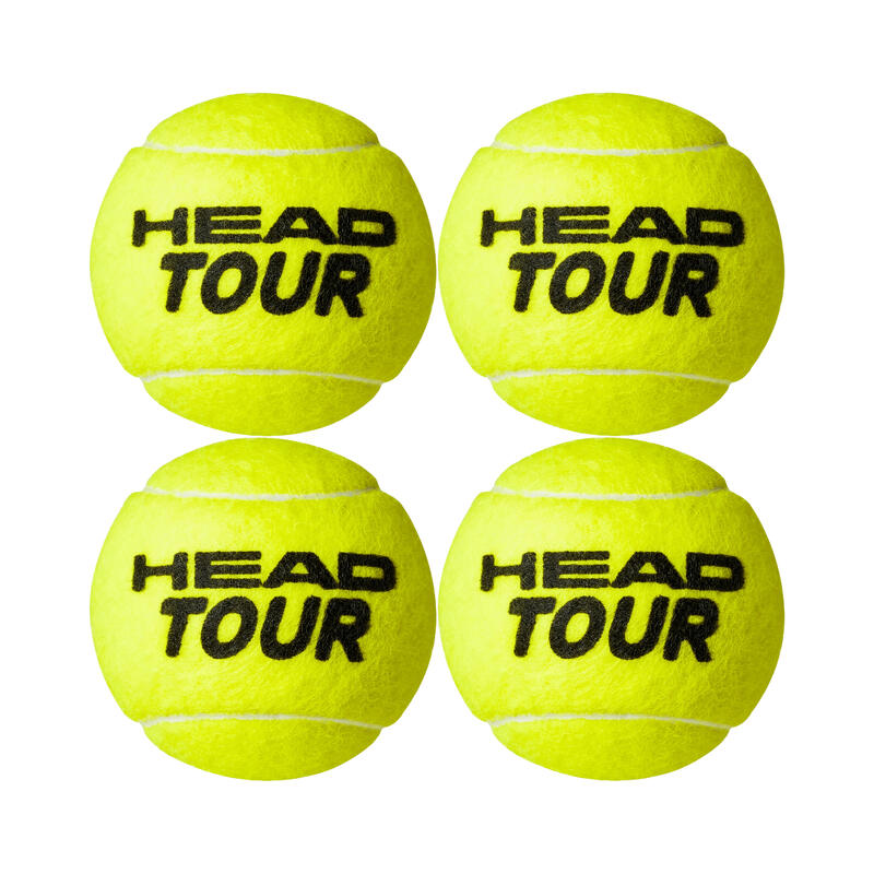 Tennisbälle "Tour" 4erPack Filz Damen und Herren Gelb