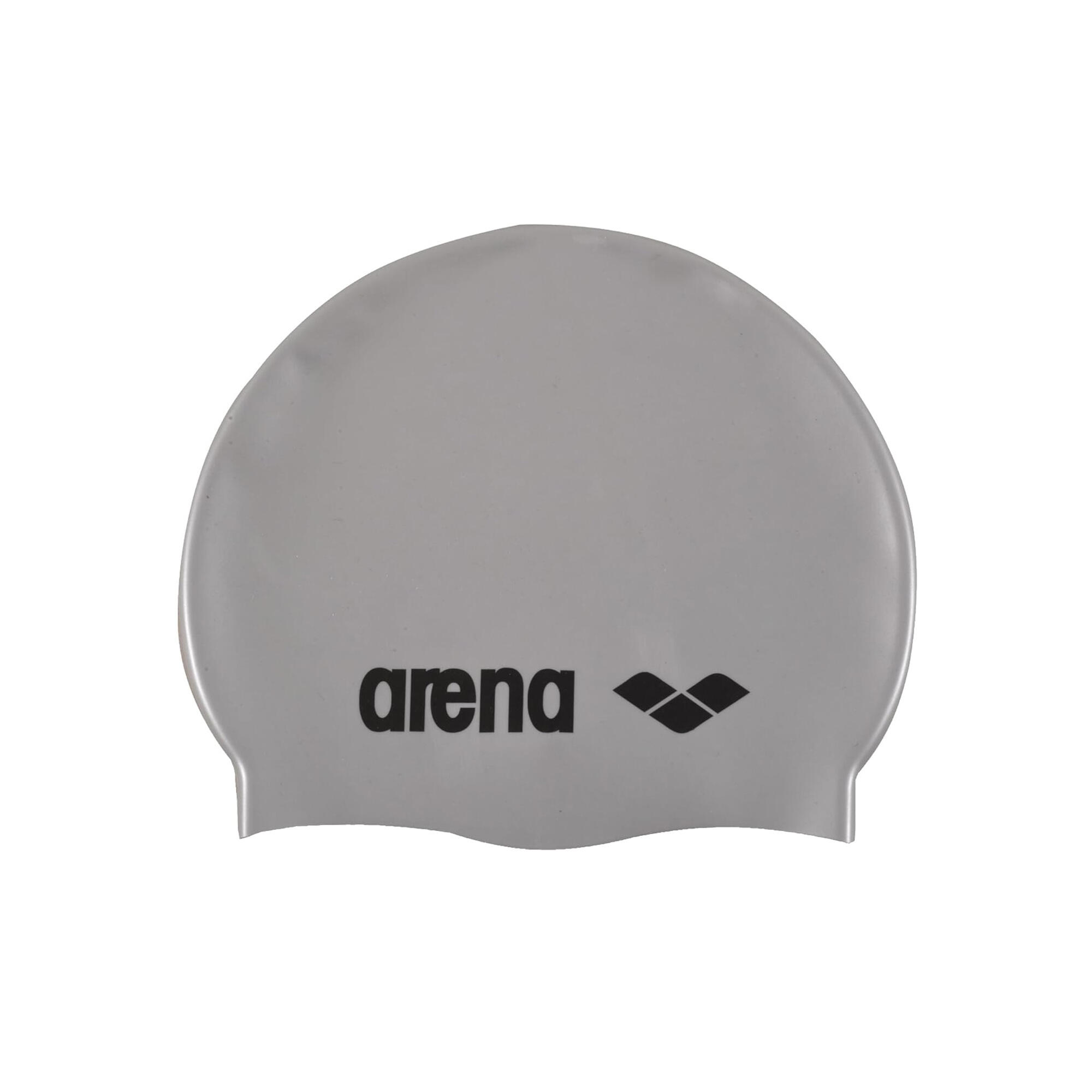ARENA Unisex Adult Classic Silicone Swim Cap (Silver/Black)