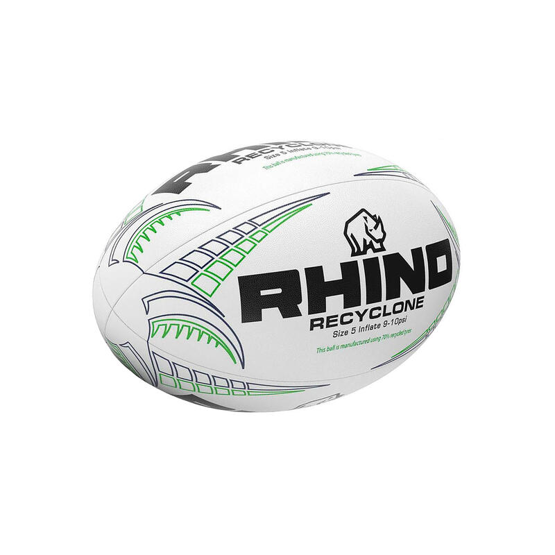 Ballon de rugby RECYCLONE (Blanc / Noir / Vert)