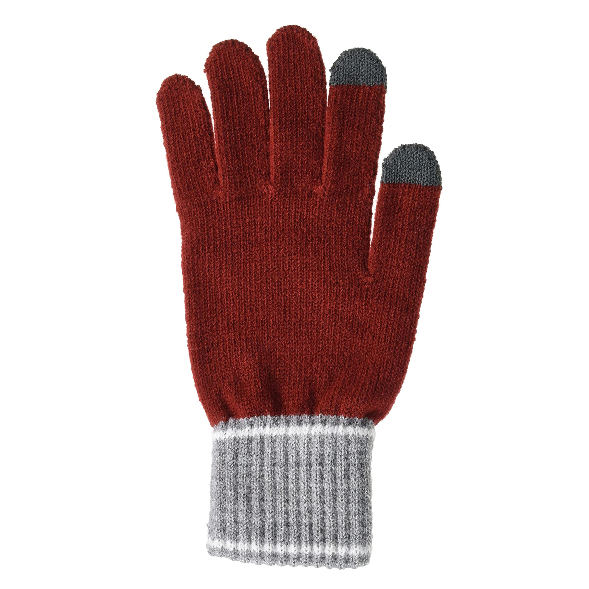 Unisex Adult Knitted Winter Gloves (Red/Grey Heather) 2/3