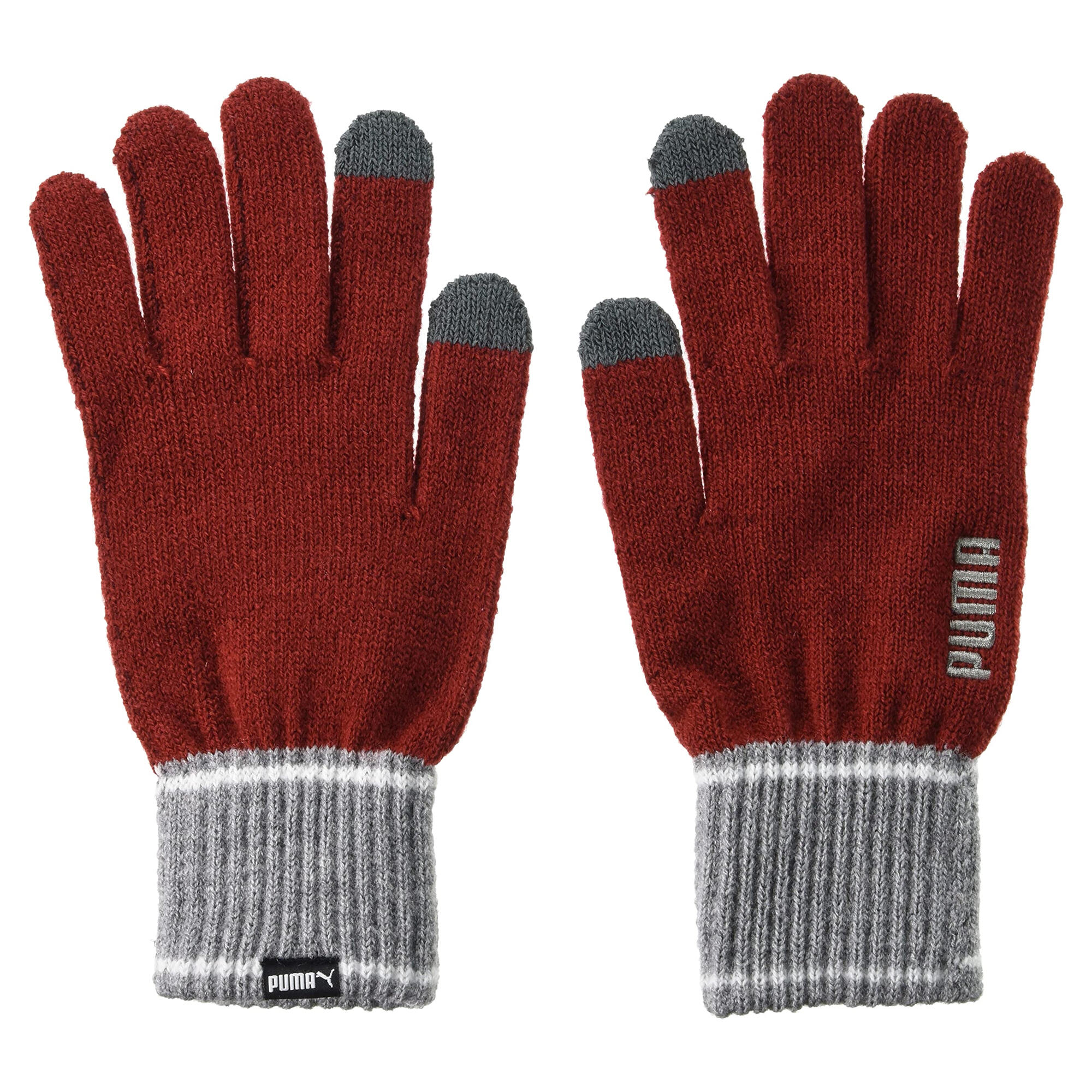 Unisex Adult Knitted Winter Gloves (Red/Grey Heather) 1/3