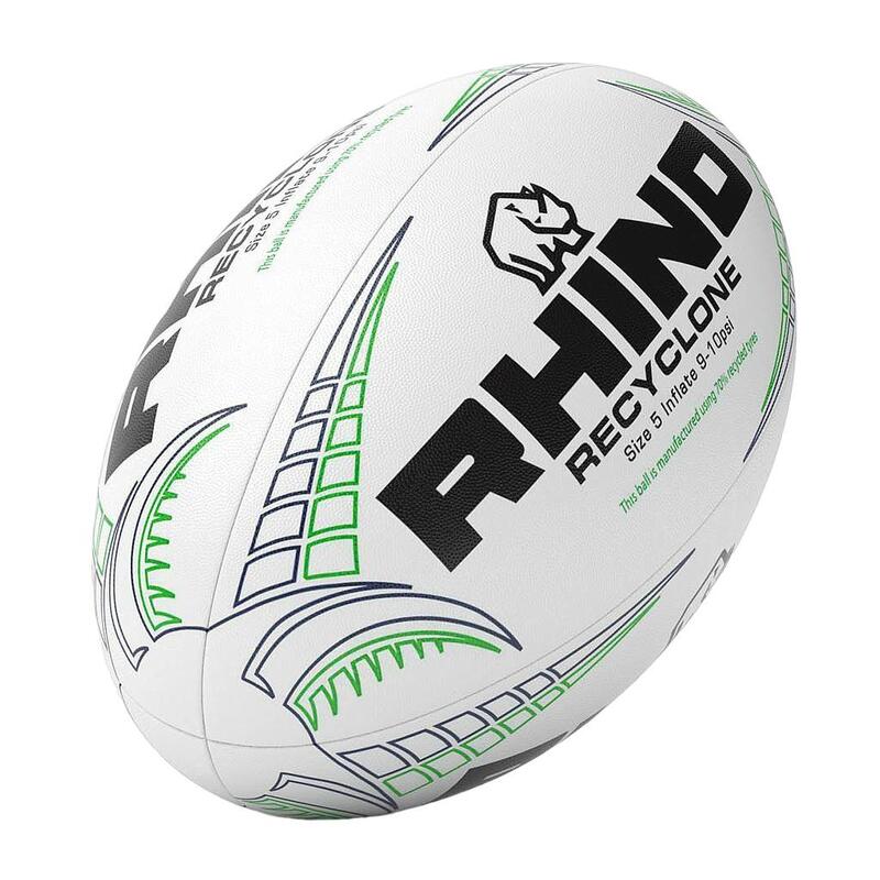 Ballon de rugby RECYCLONE (Blanc / Noir / Vert)
