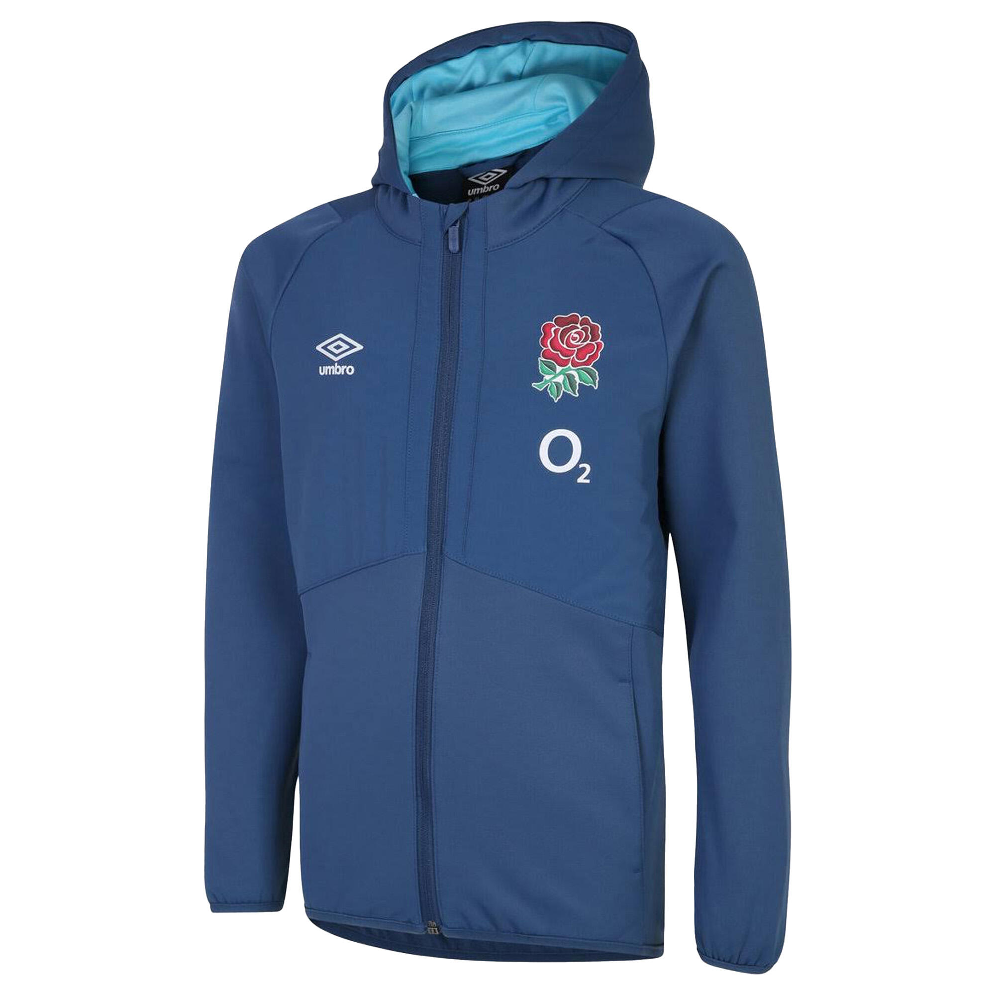 UMBRO England Rugby Childrens/Kids 22/23 Full Zip Hoodie (Ensign Blue/Bachelor Button)