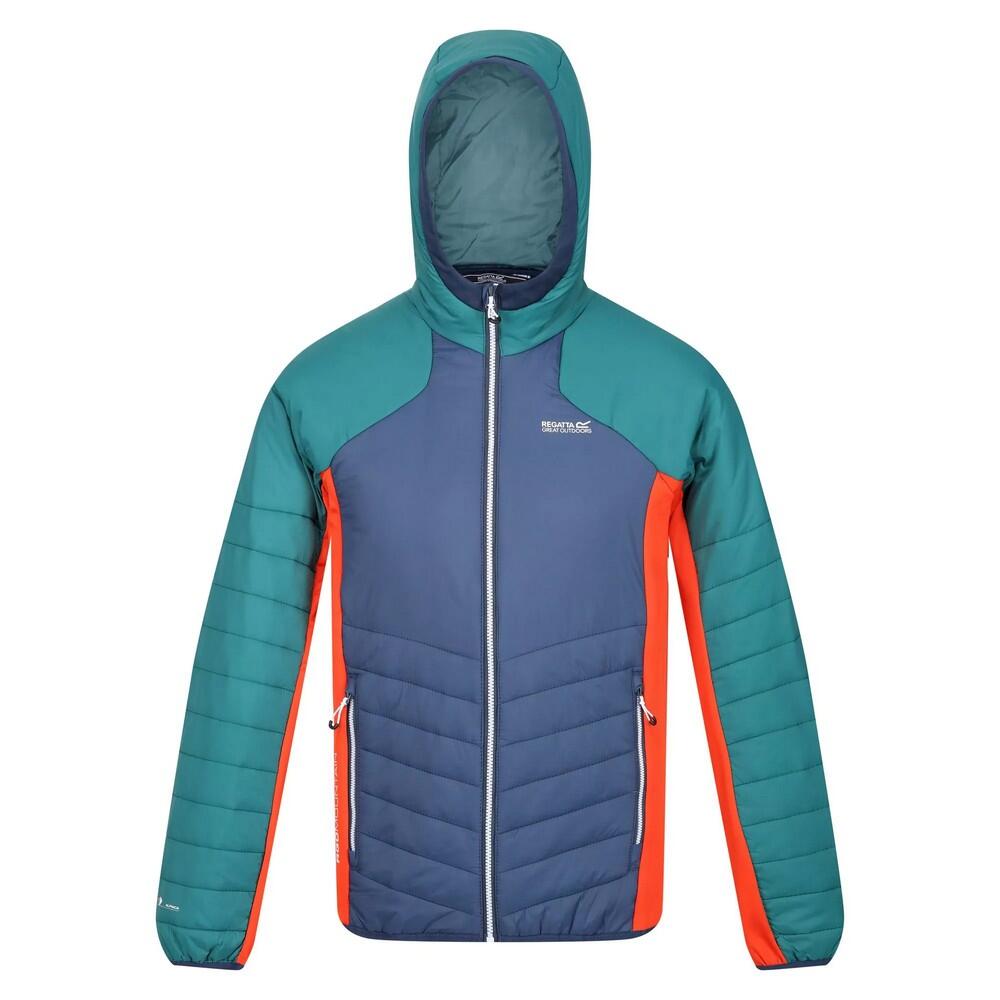 Mens Trutton Hooded Soft Shell Jacket (Admiral Blue/Pacific Green) 1/5