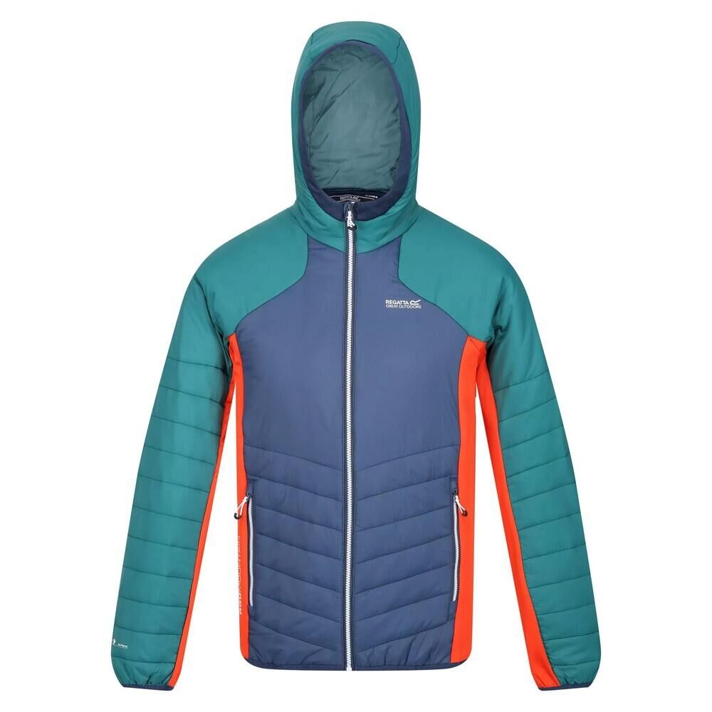 REGATTA Mens Trutton Hooded Soft Shell Jacket (Admiral Blue/Pacific Green)