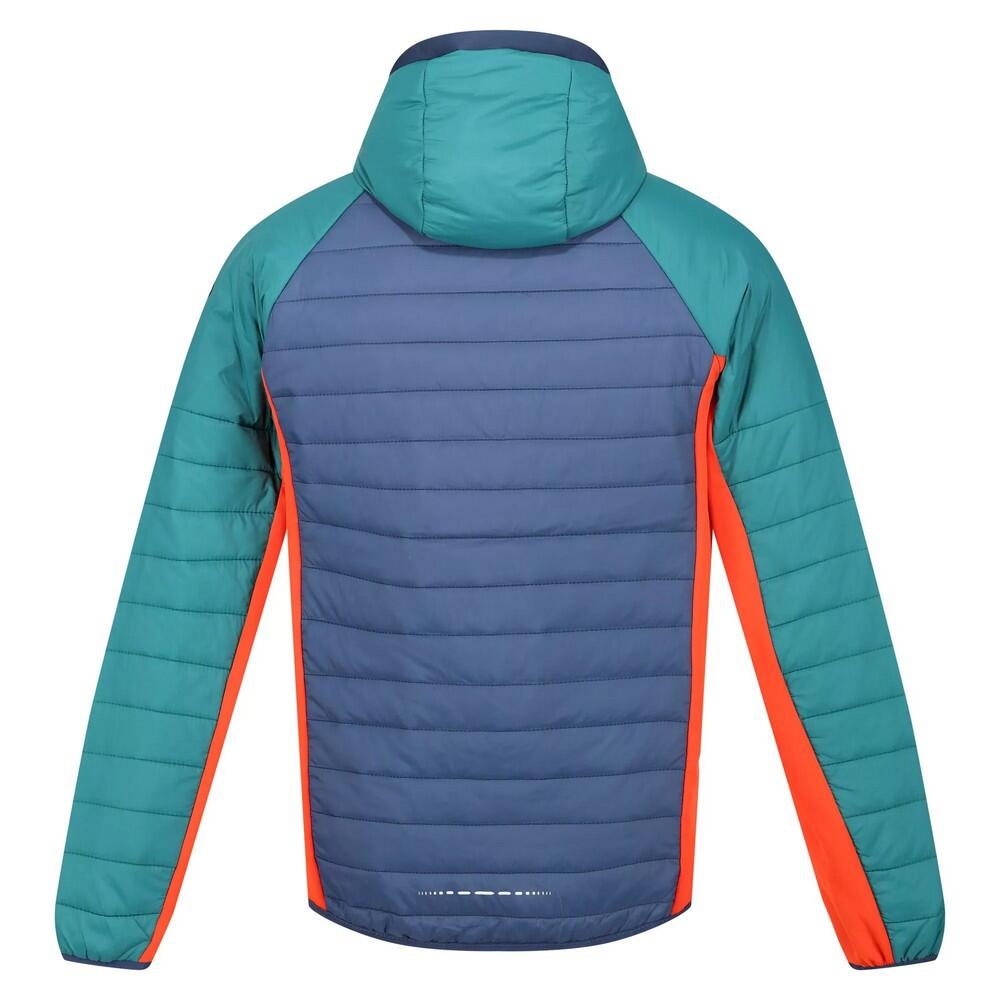 Mens Trutton Hooded Soft Shell Jacket (Admiral Blue/Pacific Green) 2/5