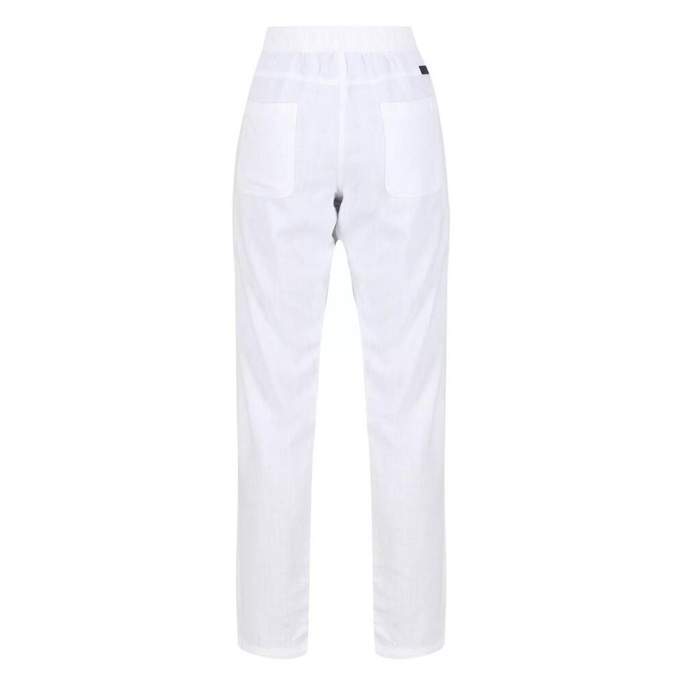 Womens/Ladies Maida Linen Trousers (White) 2/5
