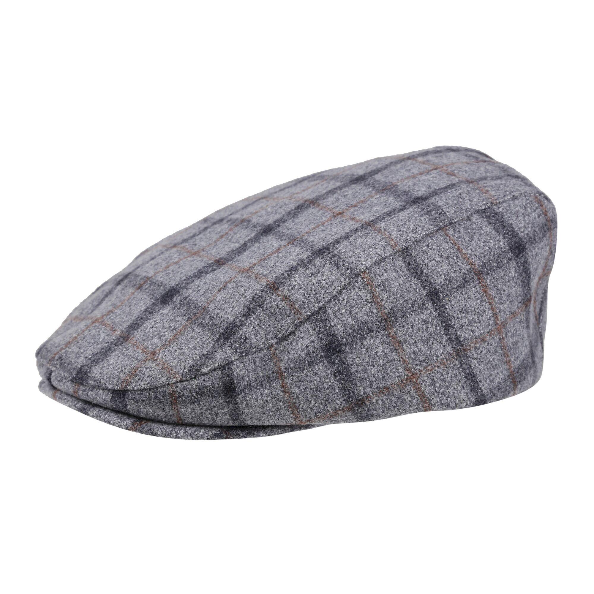 Mens Acre Checked Tweed Flat Cap (Grey) 1/4