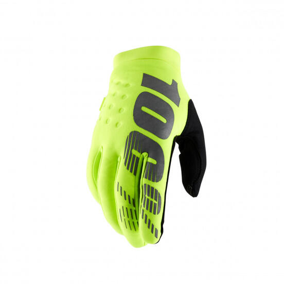 100% 100% BRISKER Youth Glove – Fluo Yellow/Black - MTB Cycling Cold Weather Glove
