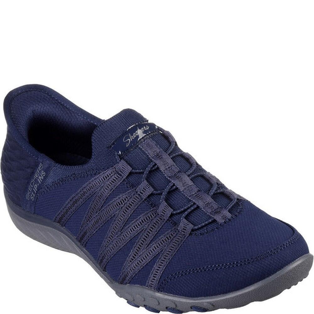 SKECHERS Womens/Ladies Breathe Easy Roll With Me Casual Shoes (Navy)