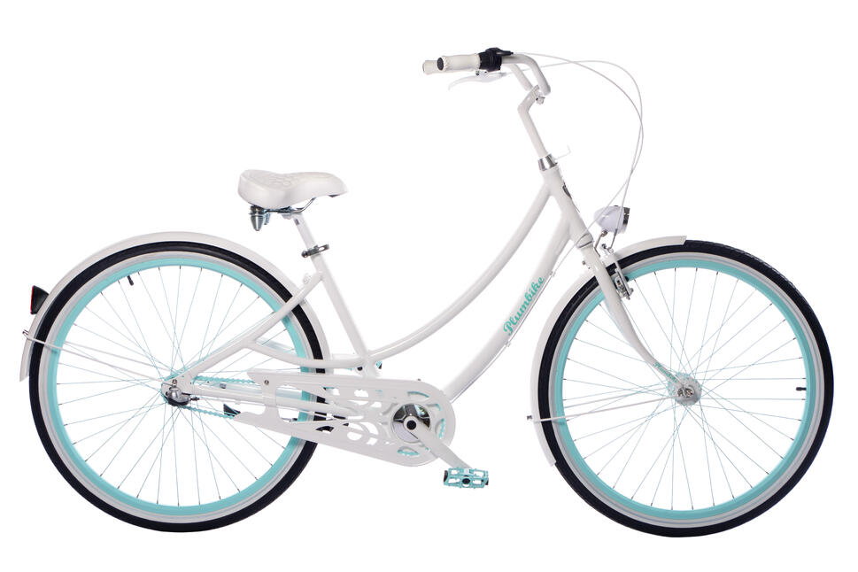 Rower miejski damski Plumbike Donatella Fresh Mint 3-biegowy + KOSZ, v-brake