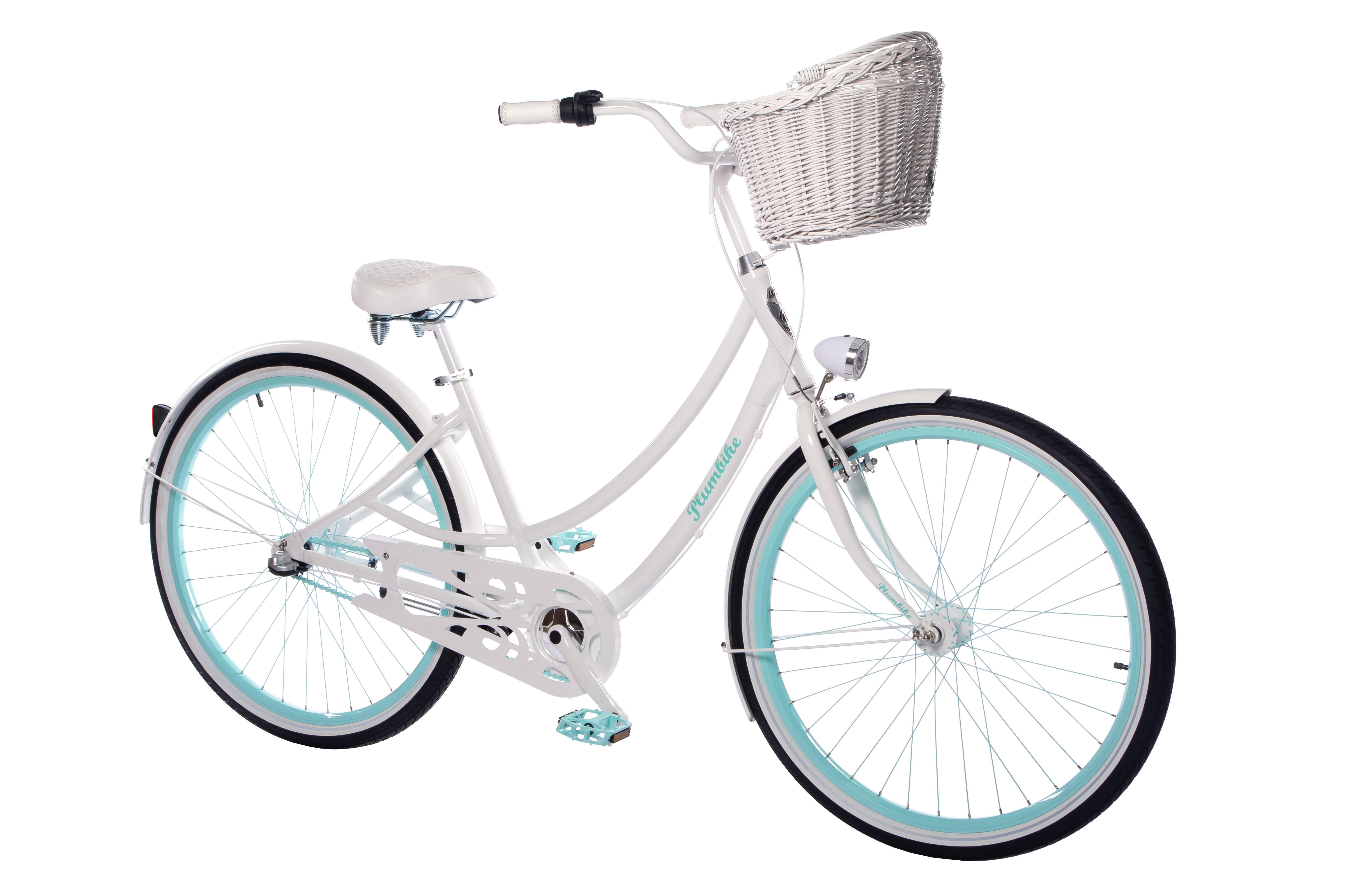 Rower miejski damski Plumbike Donatella Fresh Mint 3-biegowy + KOSZ, v-brake