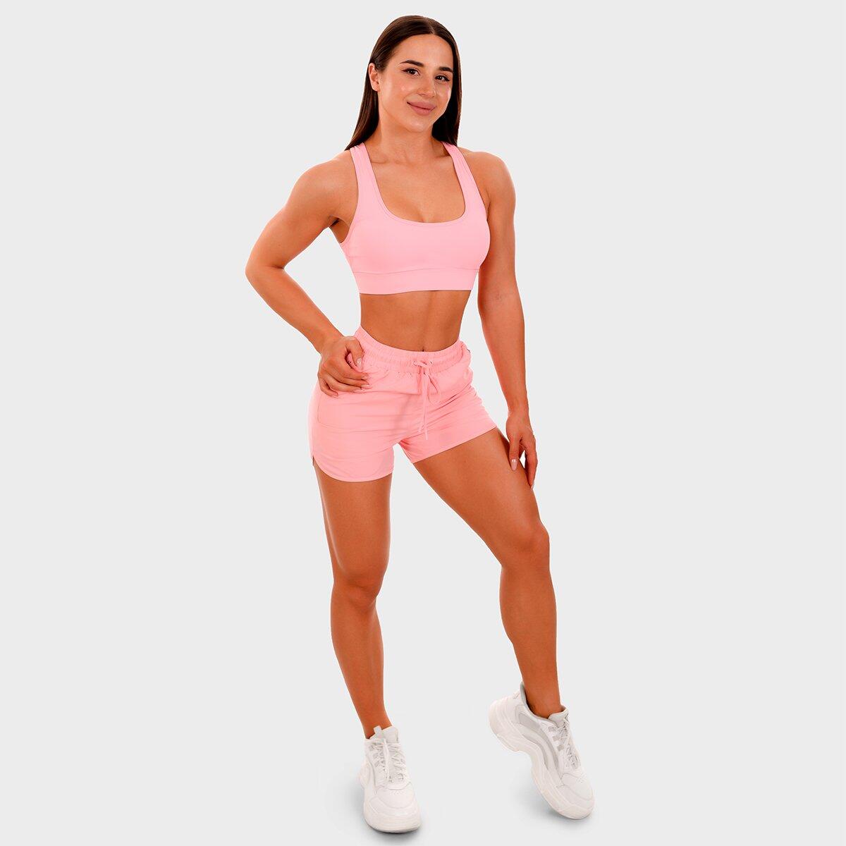 Donna fitness reggiseno sportivo coppe removibili rosa Mesh Panel 4/5