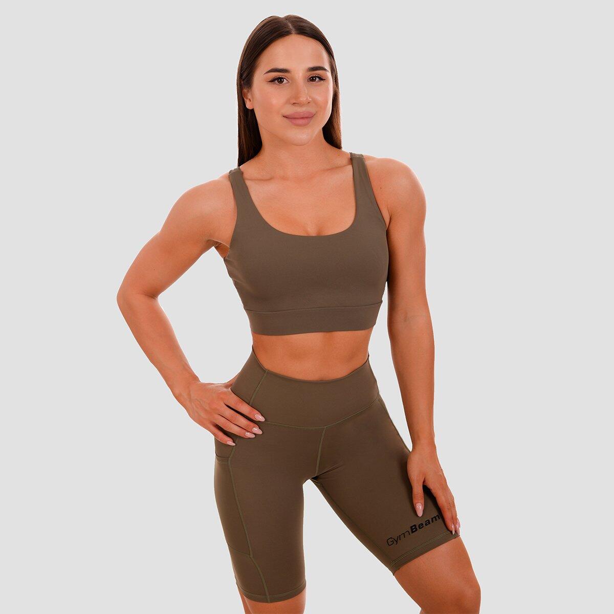 Donna fitness reggiseno sportivo imbottitura rimovibile Olive Cut-Out 3/5