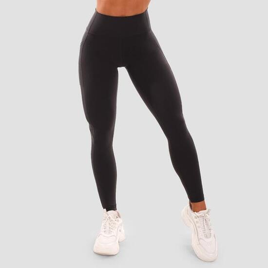 Legginsy damskie fitness z wysoką talią czarne Mesh Panel