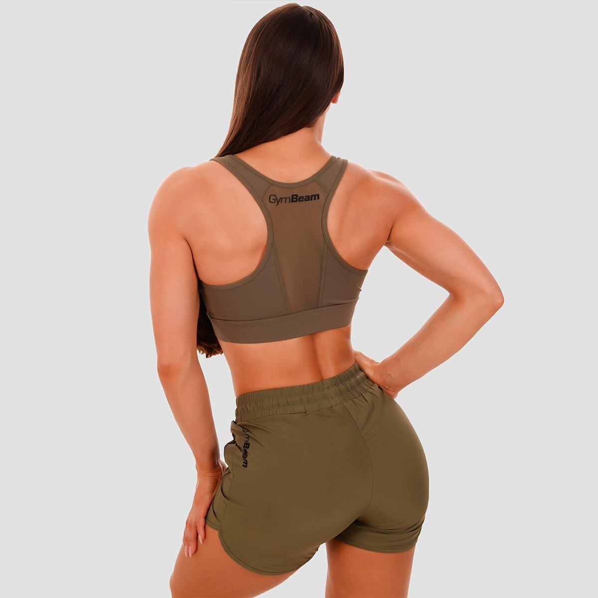 Donna fitness reggiseno sportivo coppe removibili verde oliva Mesh Panel 2/5