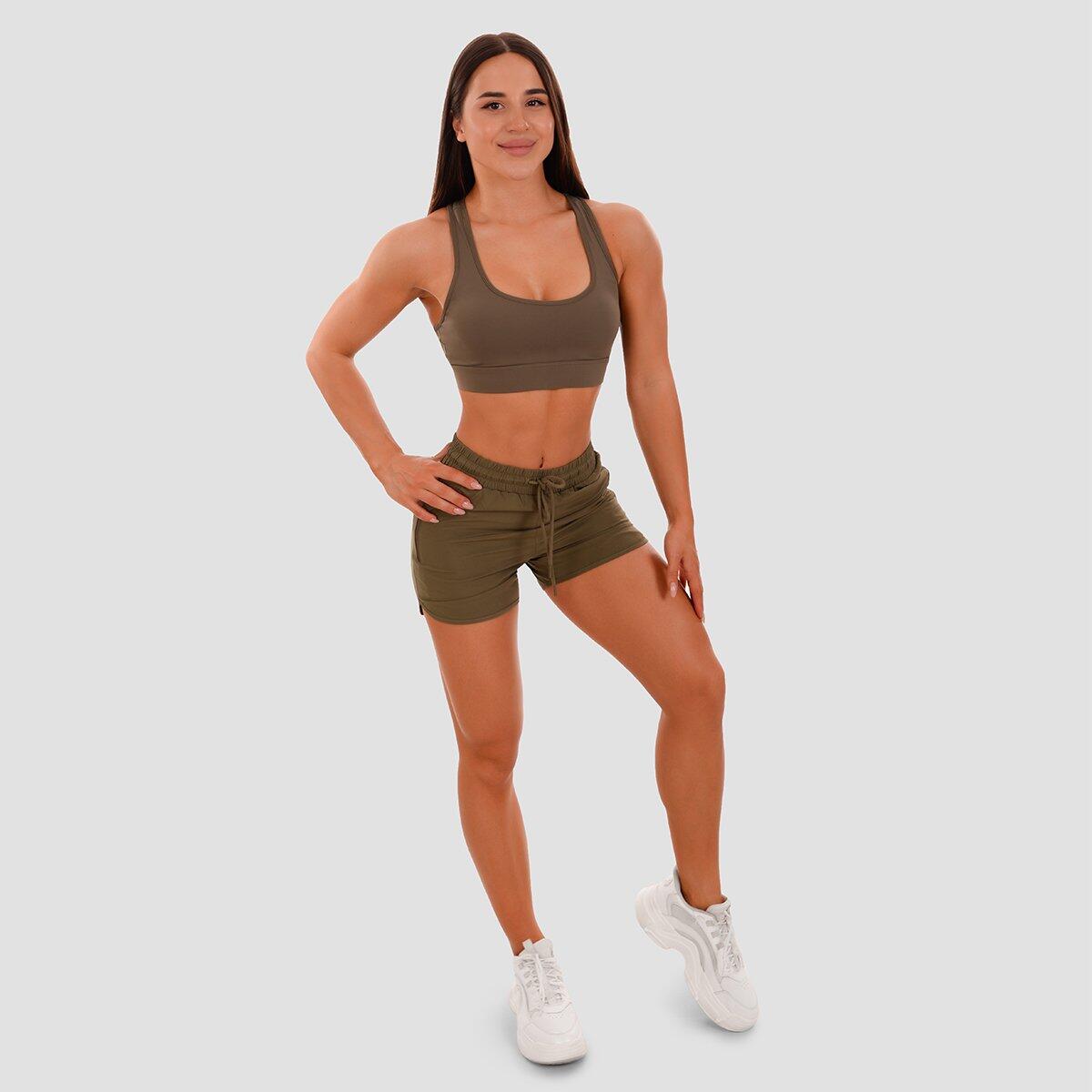 Donna fitness reggiseno sportivo coppe removibili verde oliva Mesh Panel 4/5