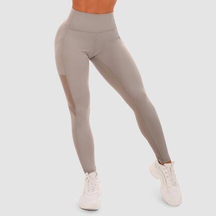 Legginsy damskie fitness z panelami szare Mesh Panel