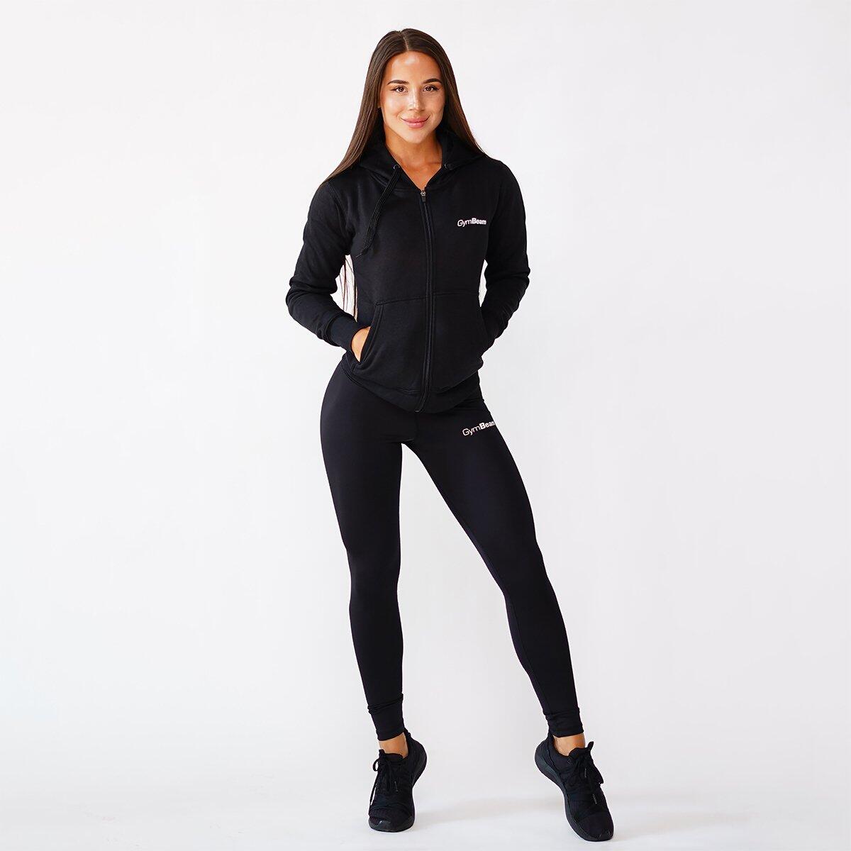 Donna fitness felpa con zip nera 3/4