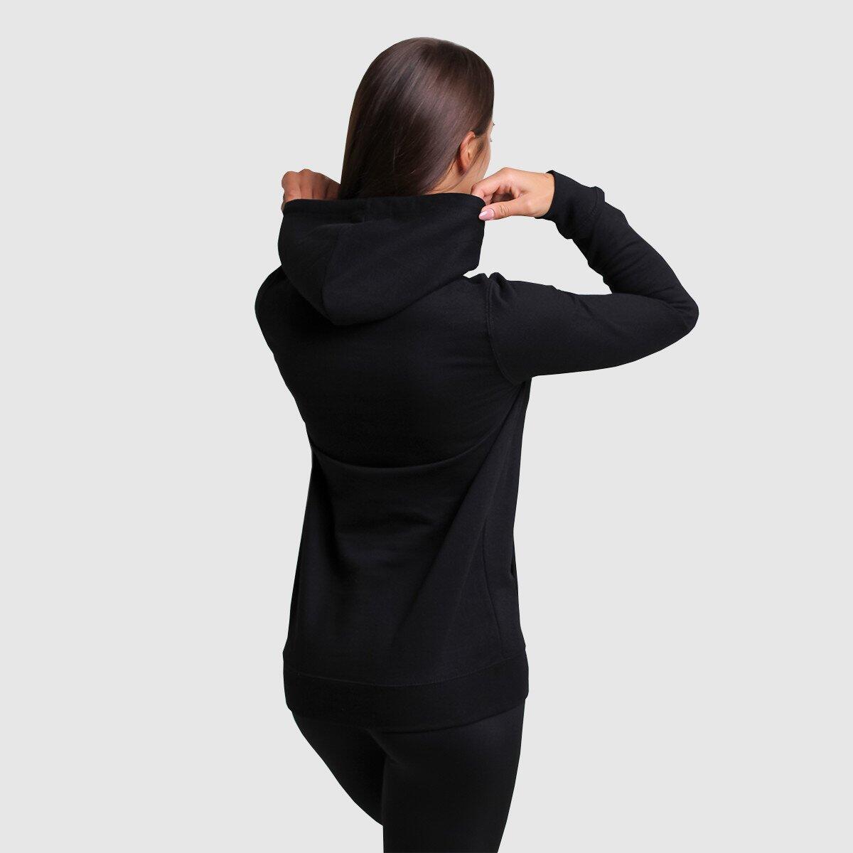 Felpa donna palestra con cappuccio nera PRO 2/5