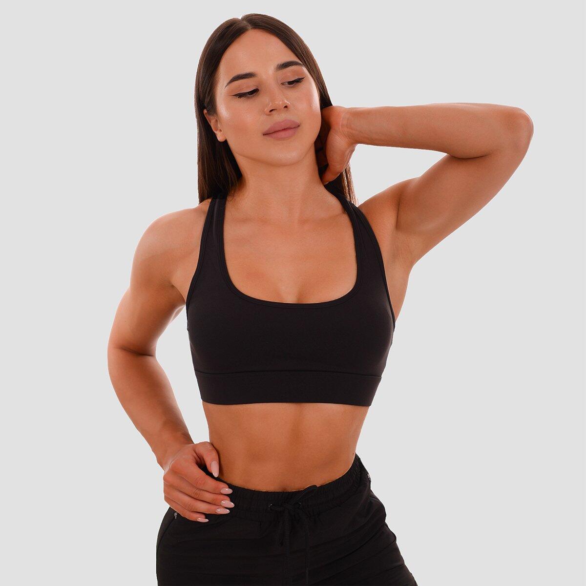 Donna fitness reggiseno sportivo coppe removibili nero Mesh Panel 2/5