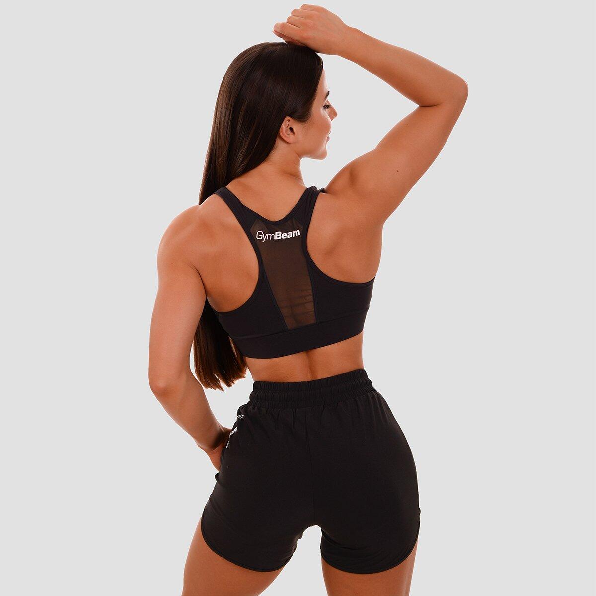 Donna fitness reggiseno sportivo coppe removibili nero Mesh Panel 3/5