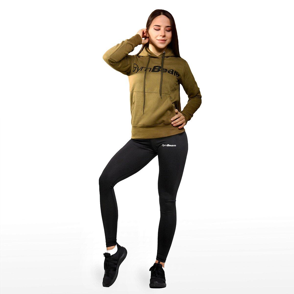 Donna fitness felpa con cappuccio verde Athlete 3/4