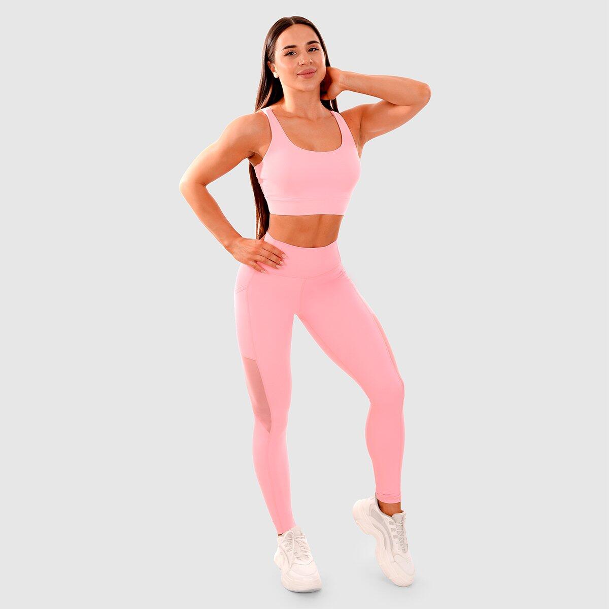Legíny dámské fitness se síťovaným panelem růžové Mesh Panel 4/6