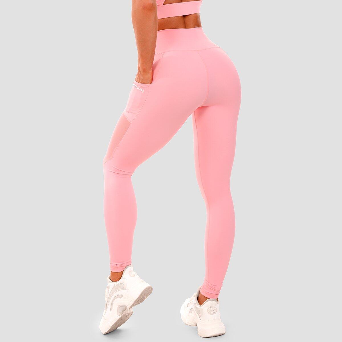 Legíny dámské fitness se síťovaným panelem růžové Mesh Panel 3/6
