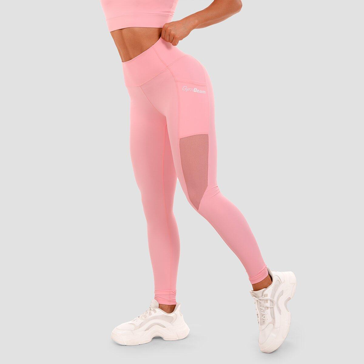Legíny dámské fitness se síťovaným panelem růžové Mesh Panel 2/6