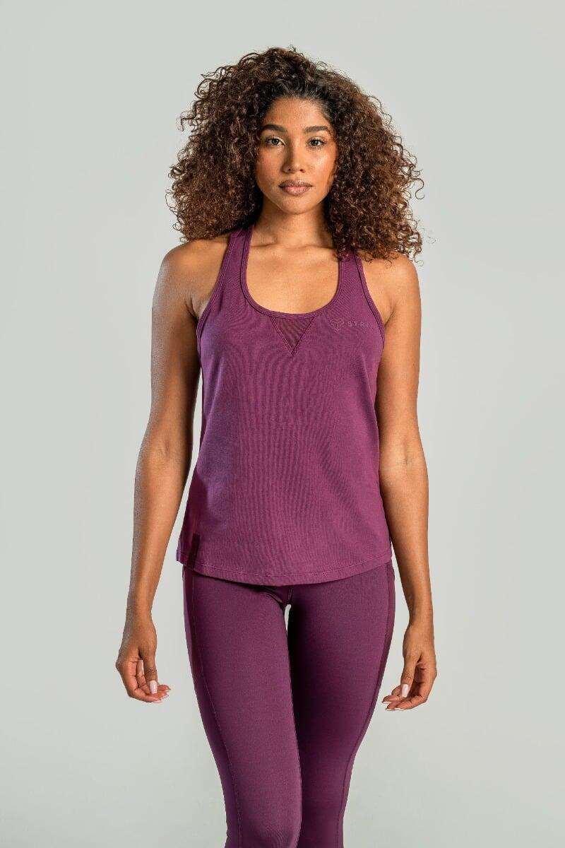 Donna running canottiera taglio ampio Plum Essential 3/6