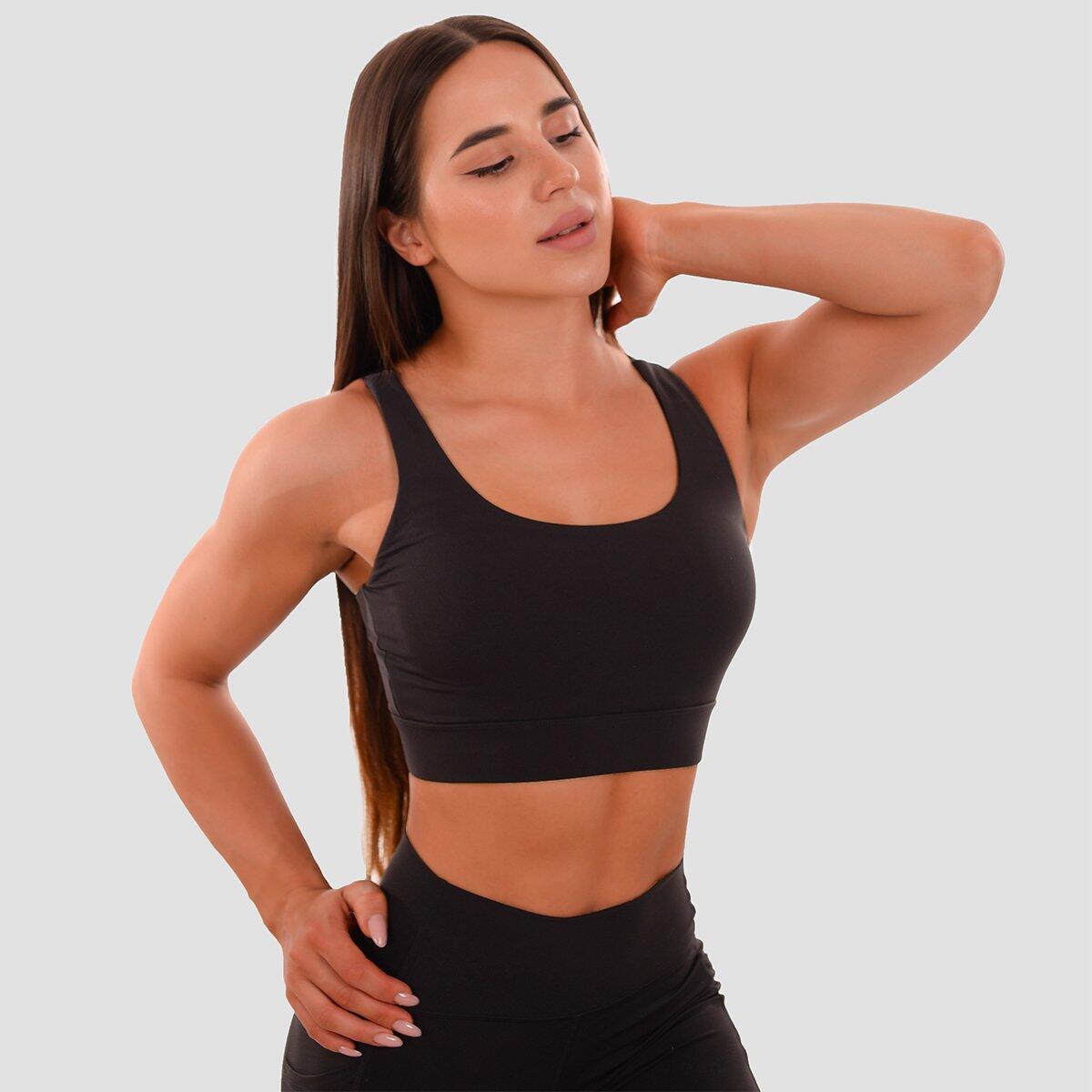 Donna fitness reggiseno sportivo spalline regolabili nero Cut-Out 3/5