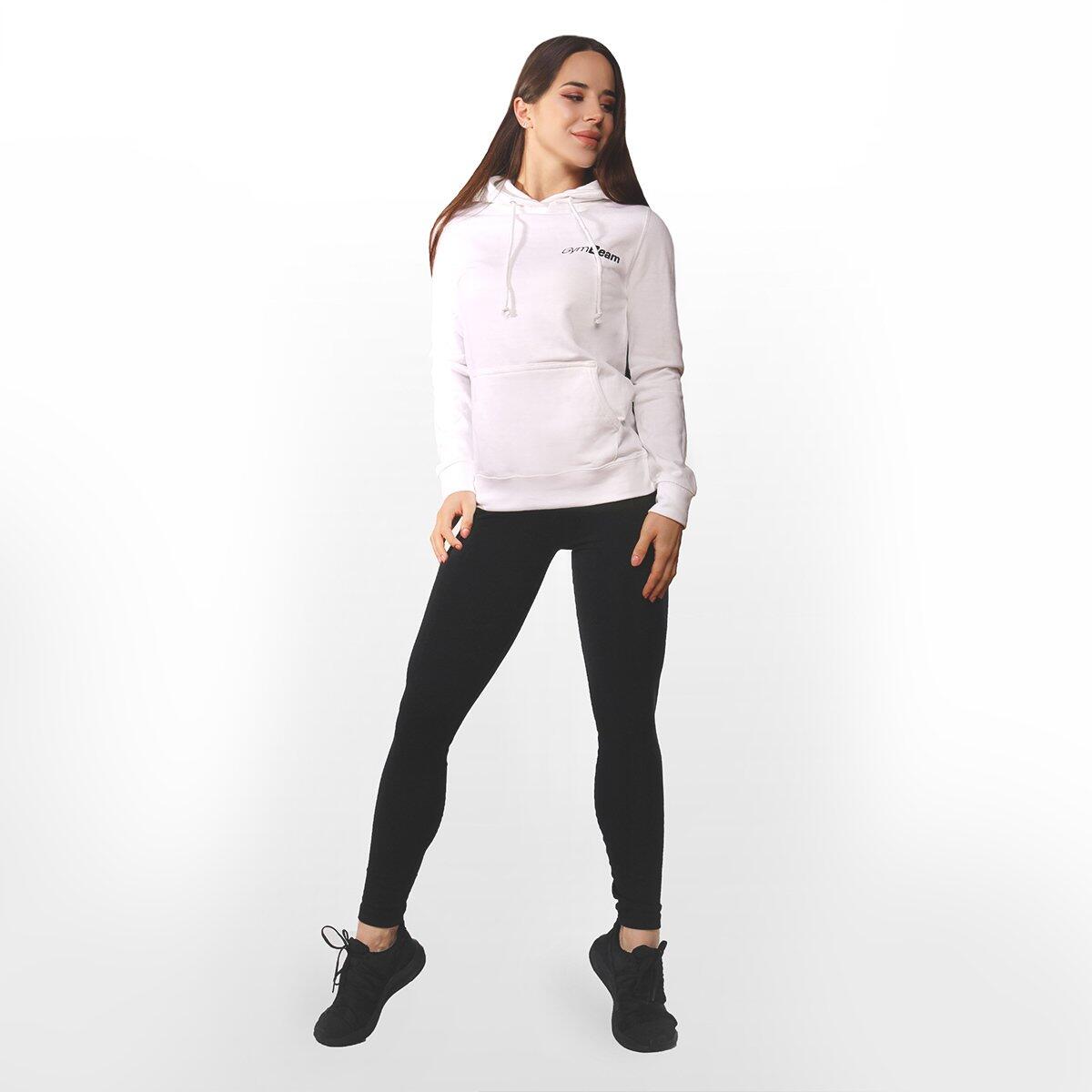 Felpa donna palestra con cappuccio bianca PRO 3/5