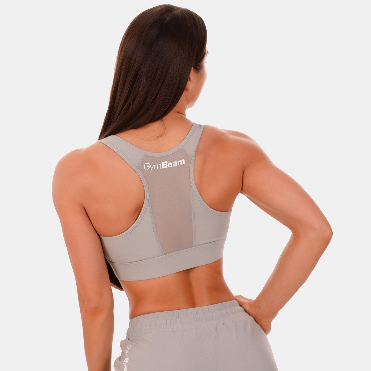 Reggiseno sportivo donna palestra con rete grigio Mesh Panel 2/6