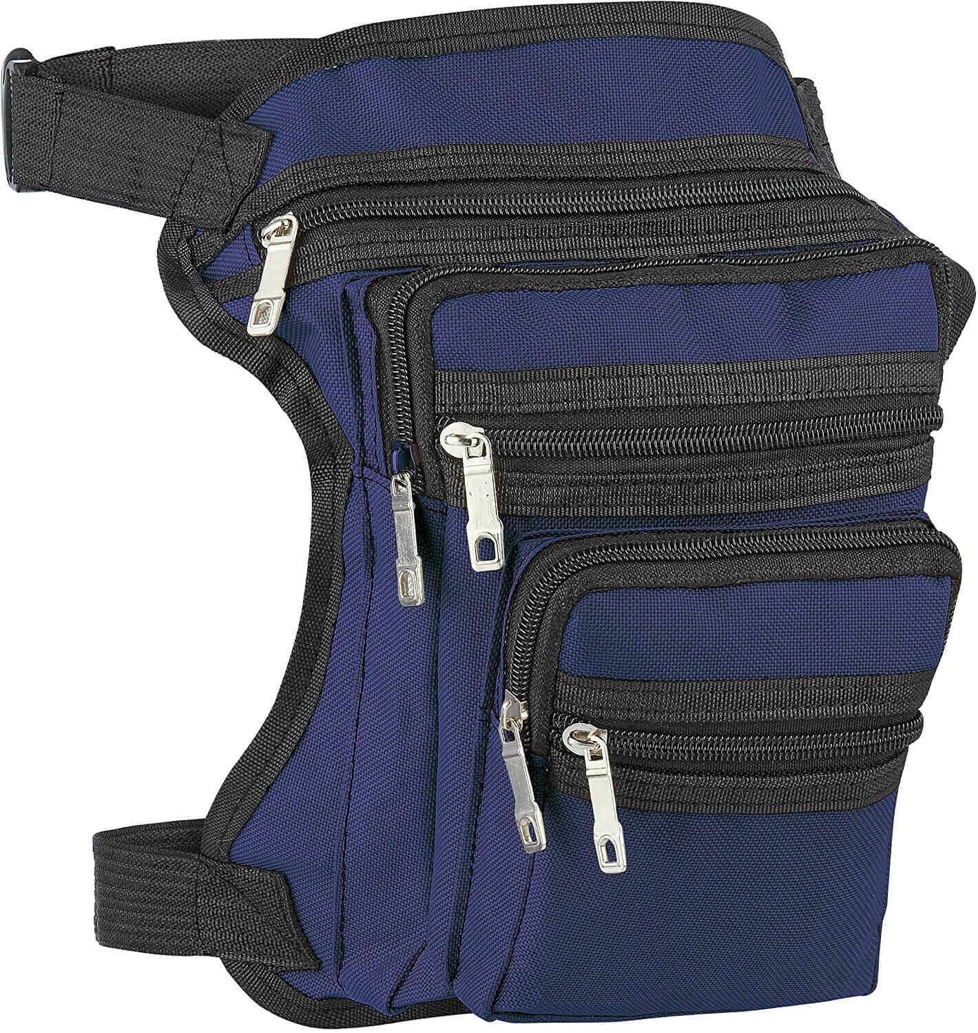 Beintasche Blau Damen Herren 5x RV Fächer Gürteltasche Hüfttasche Angeln Bike 4/5