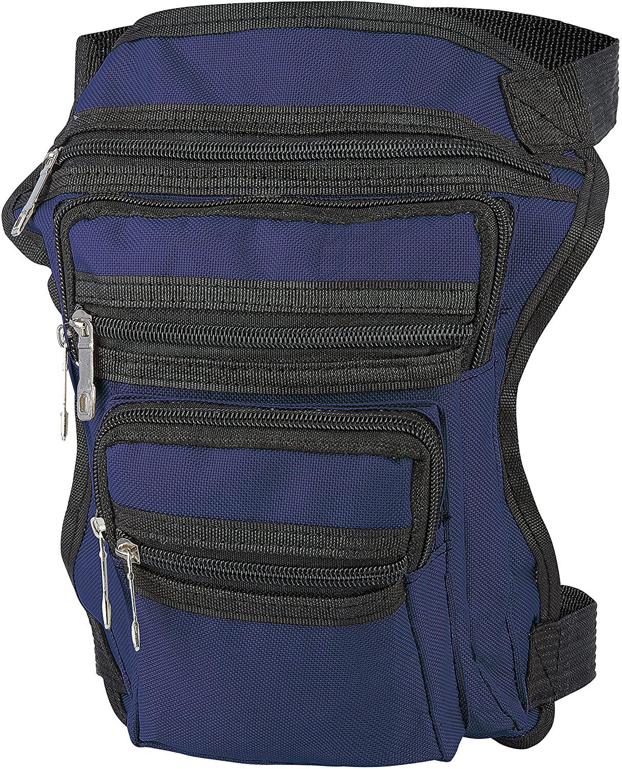 Beintasche Blau Damen Herren 5x RV Fächer Gürteltasche Hüfttasche Angeln Bike 5/5