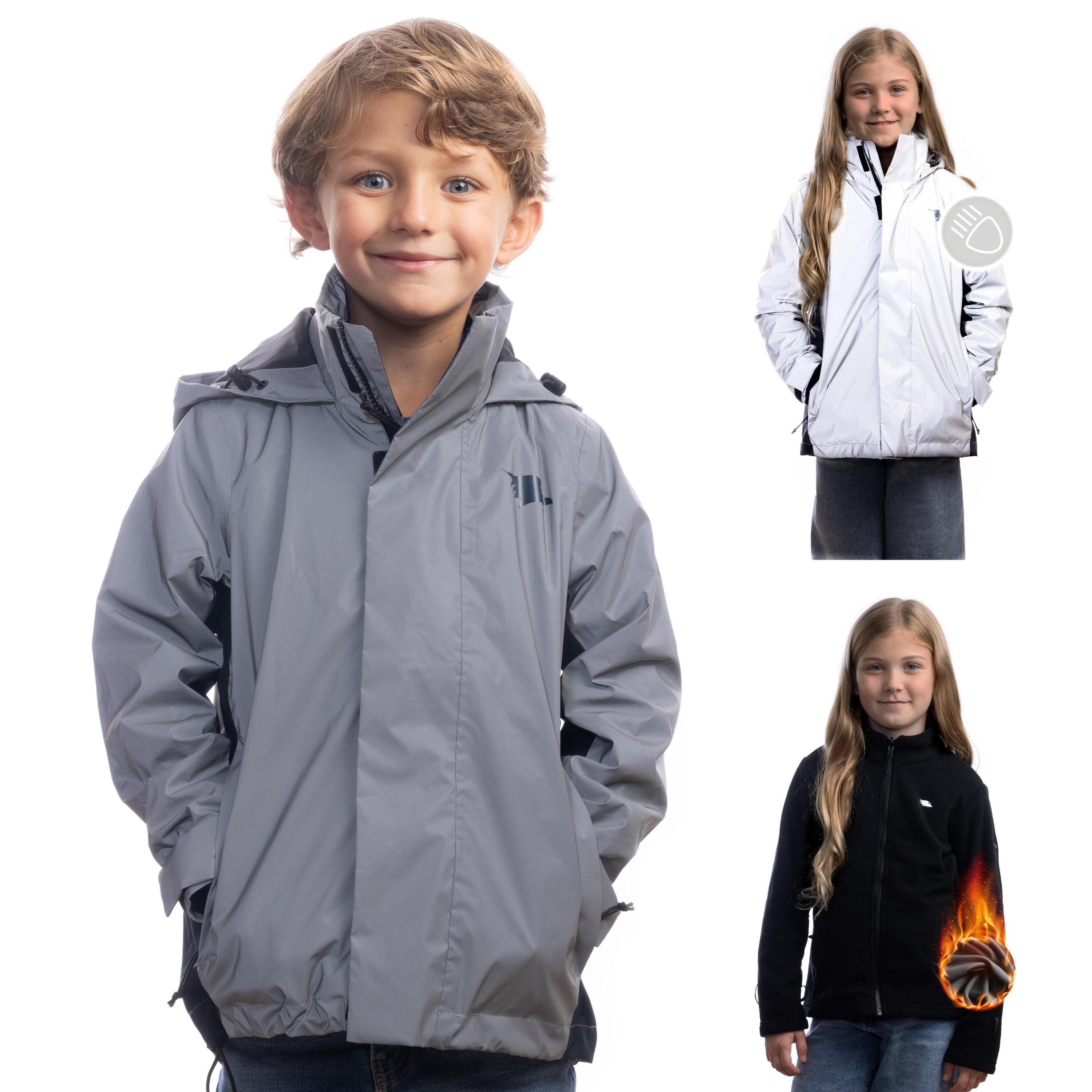 VALKENTAL 3in1 Smart Jacket - Reflektierende Jacke mit Fleece Zipp-In für Jungen & Mädchen